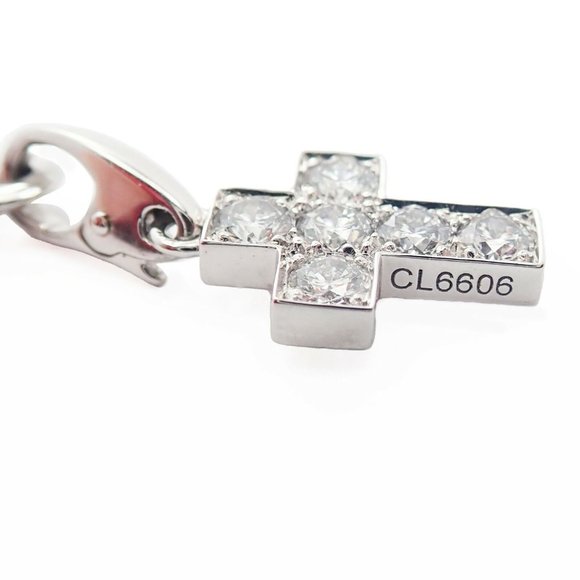 Authentic! Cartier 18k White Gold 3 Charm Bracelet with Diamond Cross Double C's - Picture 7 of 12